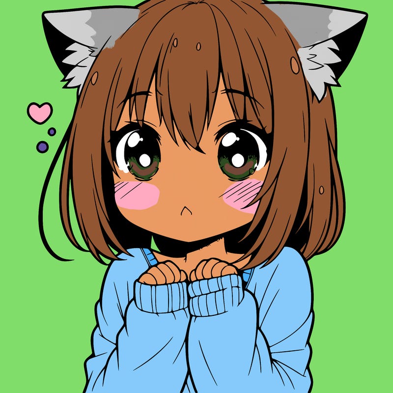 shy anime catgirl