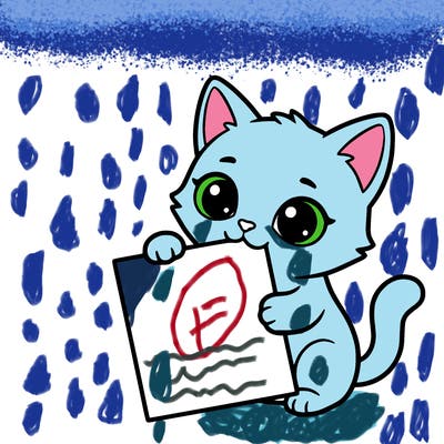 a small cat with a blank sheet of paper in its hand. the cat is sooooooo cute!