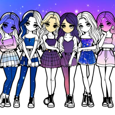 a group of girls realistic