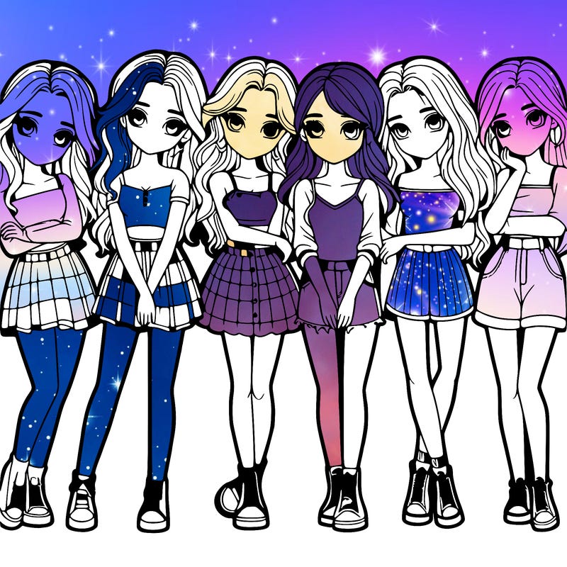 a group of girls realistic