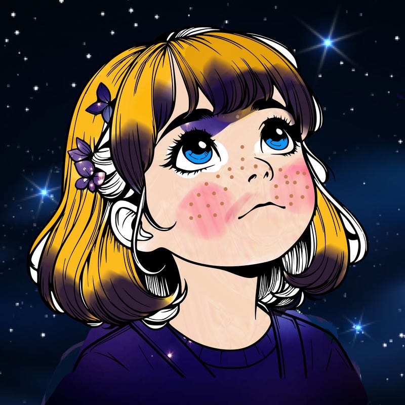 realistic girl looking up