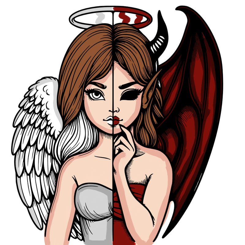 realistic angel half demon