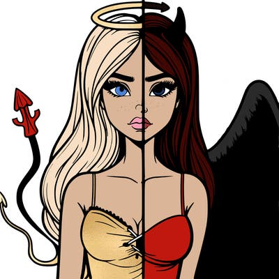 devil vs angel realistic girl