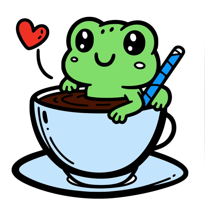 cute frog in a tea cup