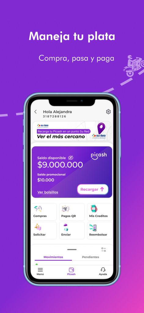 Picap - Digital wallet interface of the Picap app for managing money and payments