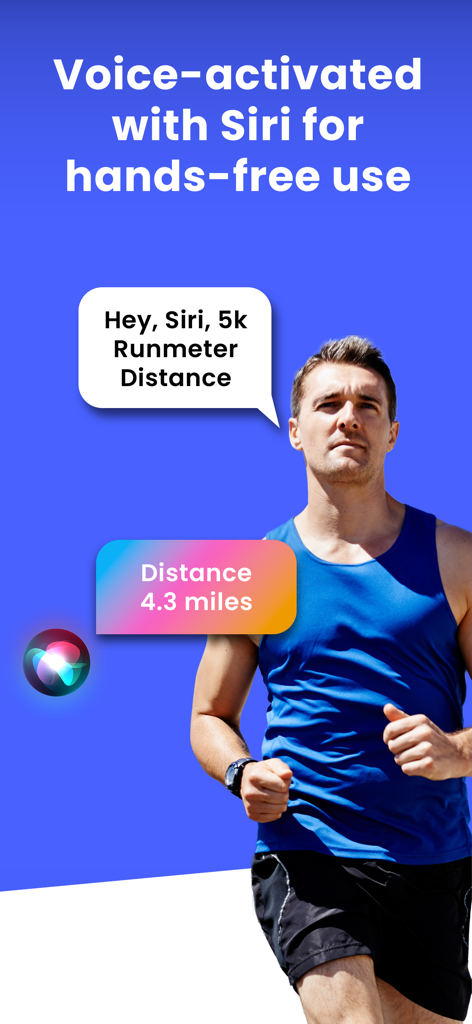 5K Runmeter Run Walk Training - A man running using Siri voice commands to check distance on the 5K Runmeter app.