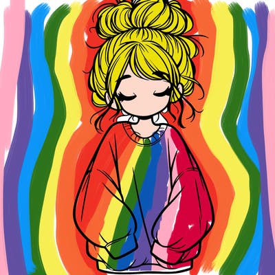 girl with baggy sweatshirt and messy bun