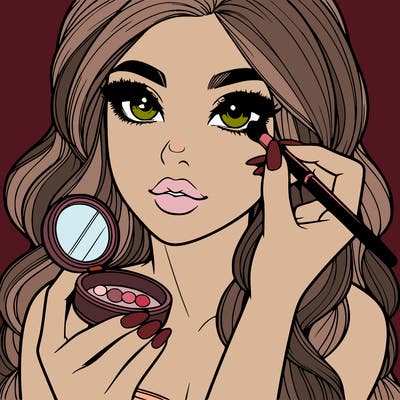 realistic girl doing makeup