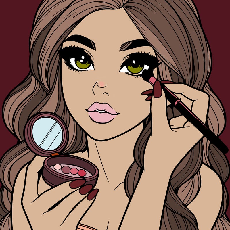 realistic girl doing makeup