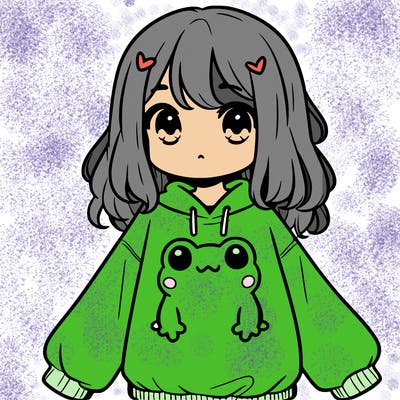 girl wearing frogging sweatshirt
