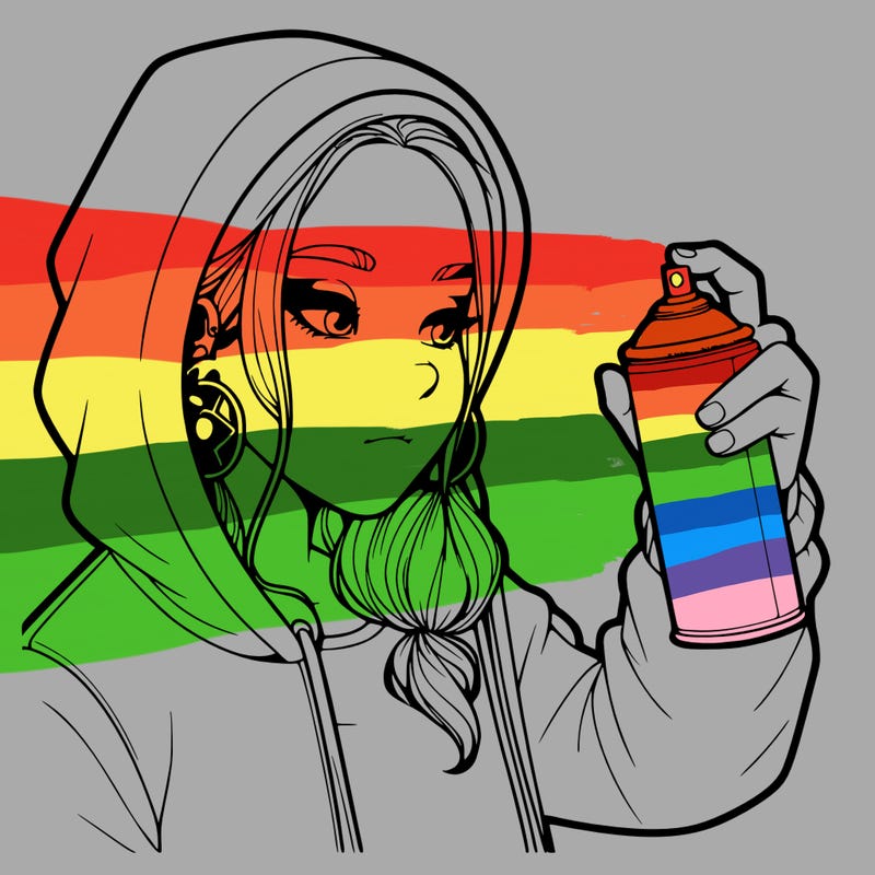 a realistic girl, spray painting