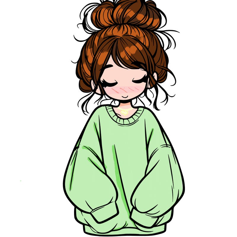 girl with baggy sweatshirt and messy bun