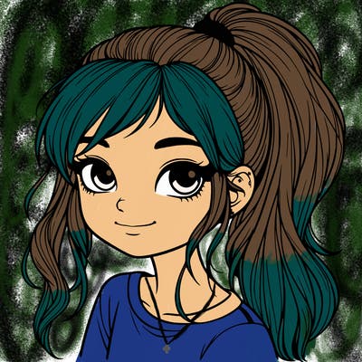 realistic girl with ponytail