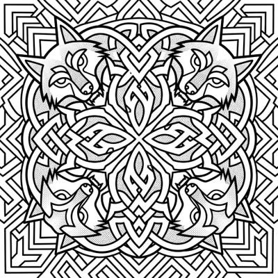 Discover a captivating fusion of ancient symbolism and modern artistic flair with this Celtic Wolf Knots Pop Art coloring page. Its bold outlines and intricate details offer a uniquely satisfying coloring experience for all ages.