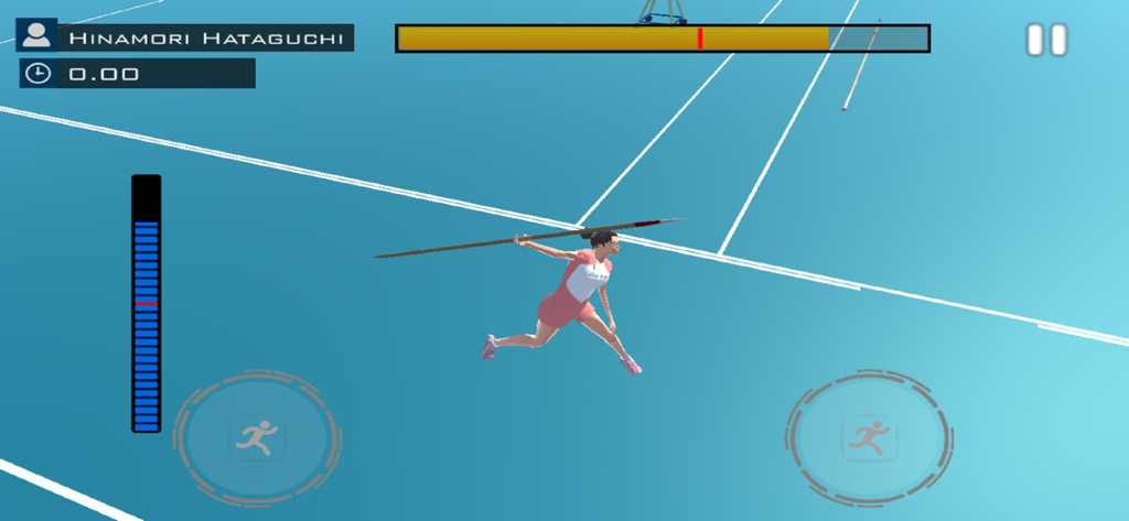 Athletic Games - A character performs a javelin throw in the Athletic Games mobile sports simulator
