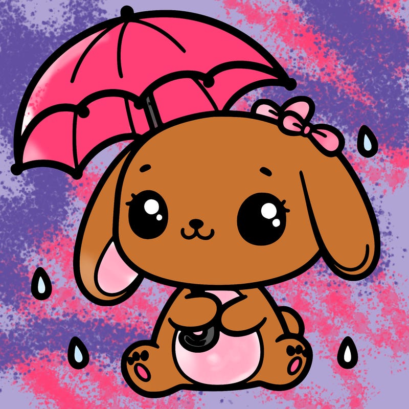 cute bunny with a tiny umbrella