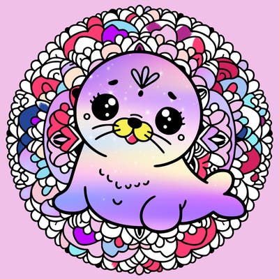a cute baby seal mandala