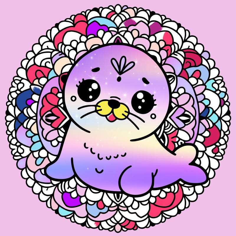 a cute baby seal mandala