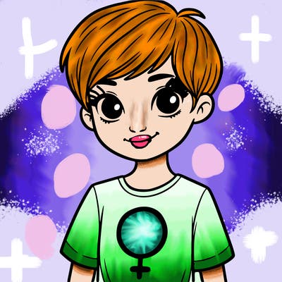 girl with pixie cut and feminist shirt