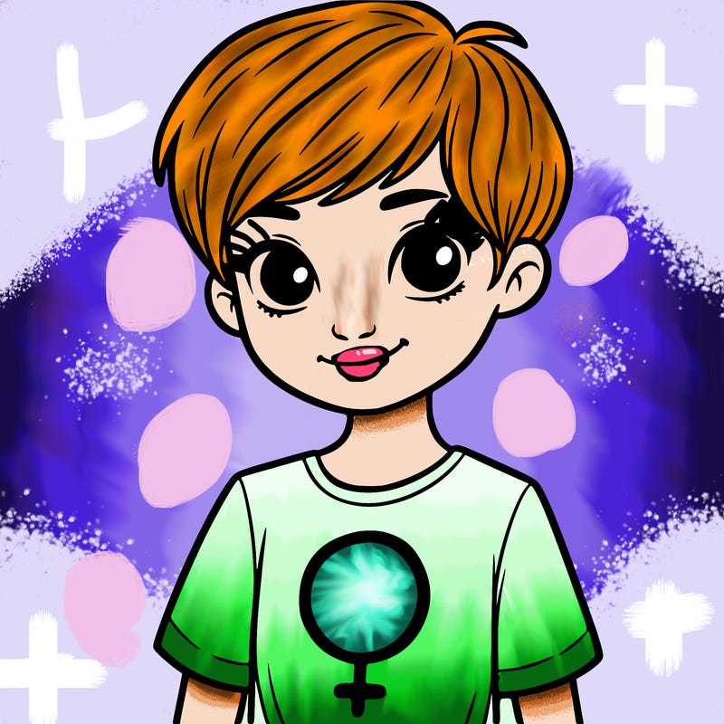 girl with pixie cut and feminist shirt