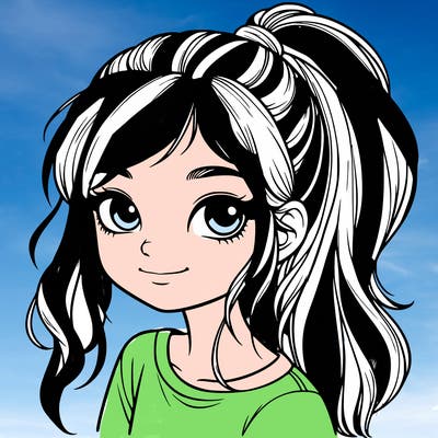 realistic girl with ponytail