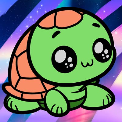 cute little animated turtle
