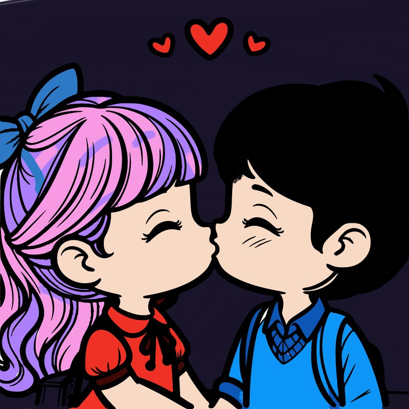 boy and girl kissing