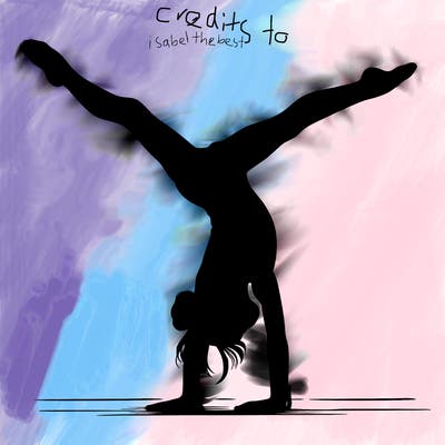 realistic gymnastic hand stand girl in four splits