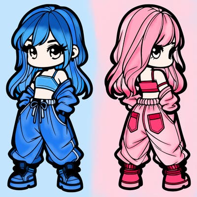 girl in crop top and baggy pants