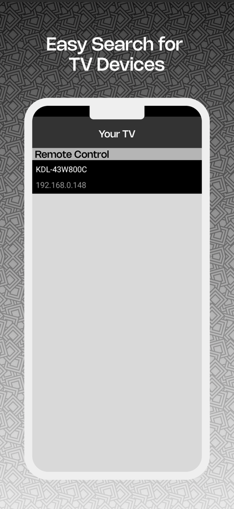 Smartphone screen showing a list of detected smart TV devices in the Vizio TV Remote VizCast app