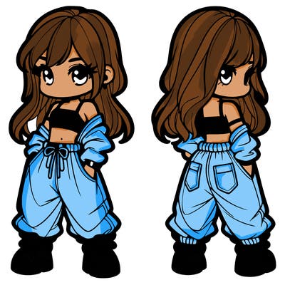 girl in crop top and baggy pants