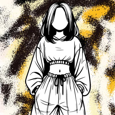 realistic girl faceless with baggy pants and a crop top