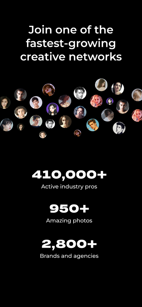 Kavyar Photography Network - Kavyar app interface showcasing statistics for active industry professionals and brands
