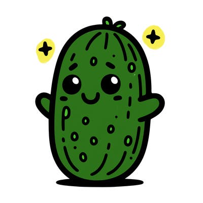 a cute pickle smiling