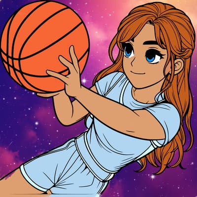 realistic girl playing basketball