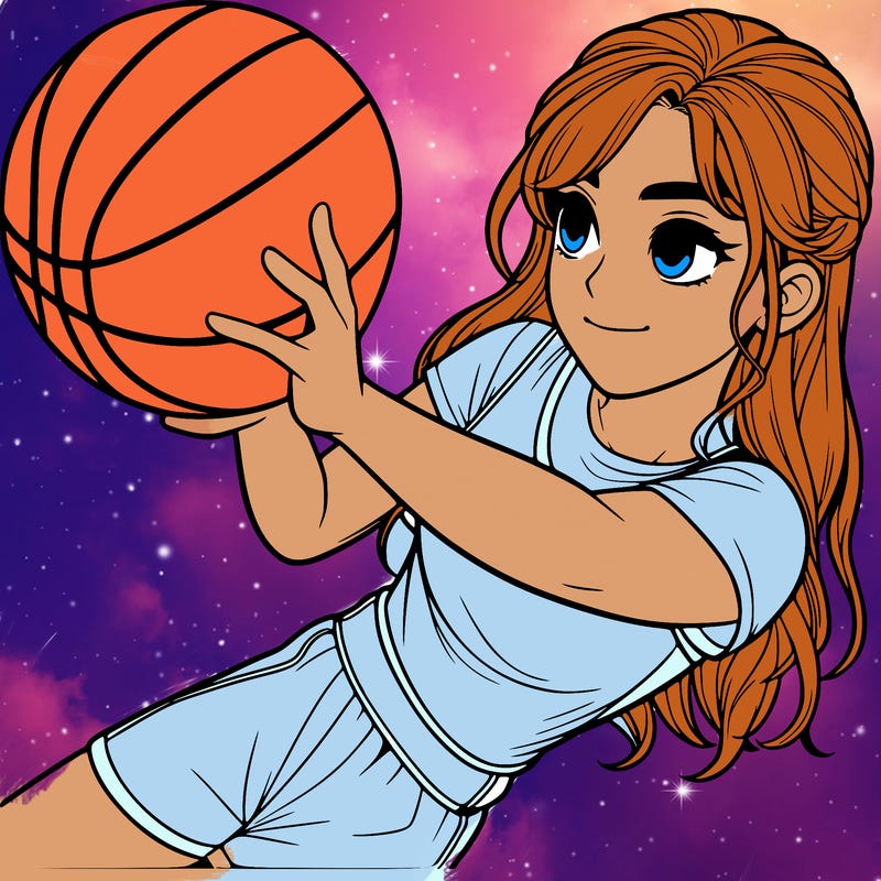 realistic girl playing basketball