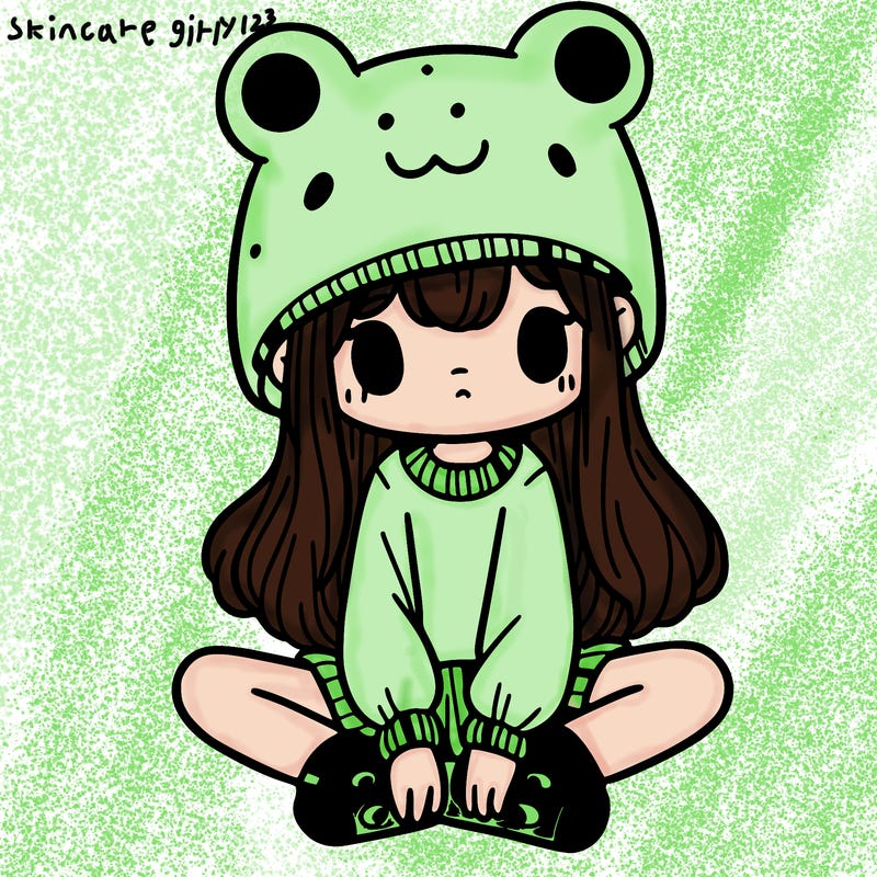 a girl wearing a frog hat and some frog socks