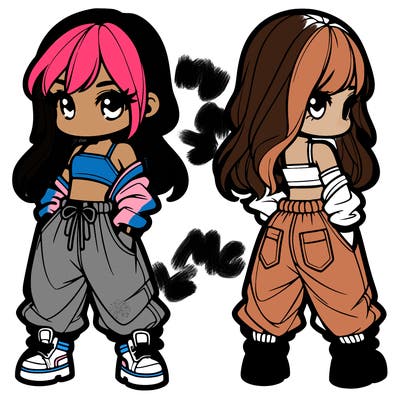 girl in crop top and baggy pants