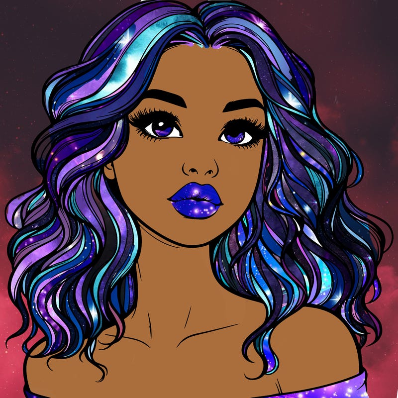 realistic girl with wavy hair and lips