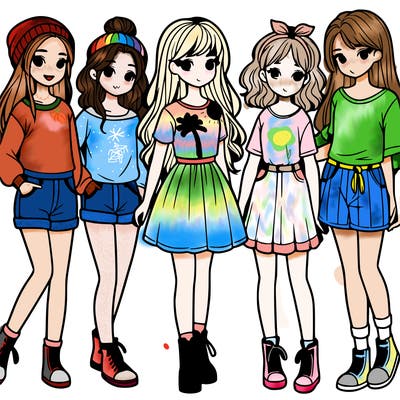 a group of five girls