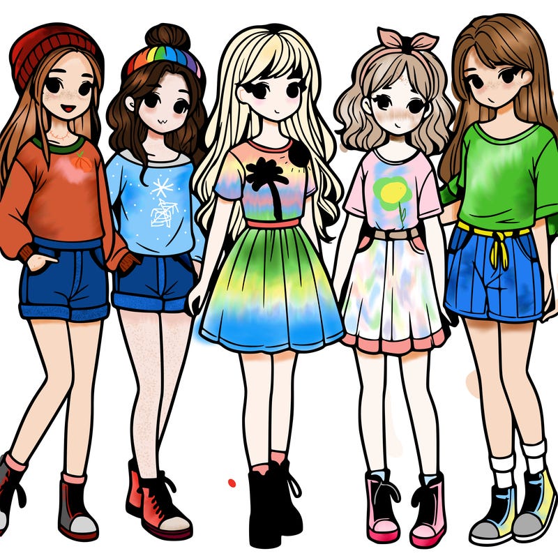 a group of five girls