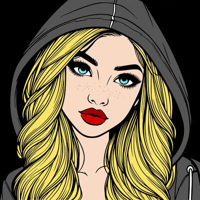 realistic beautiful girl with a hood on