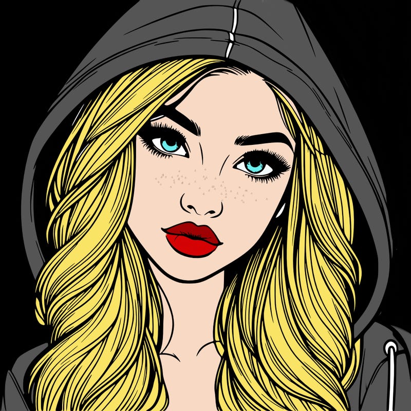 realistic beautiful girl with a hood on