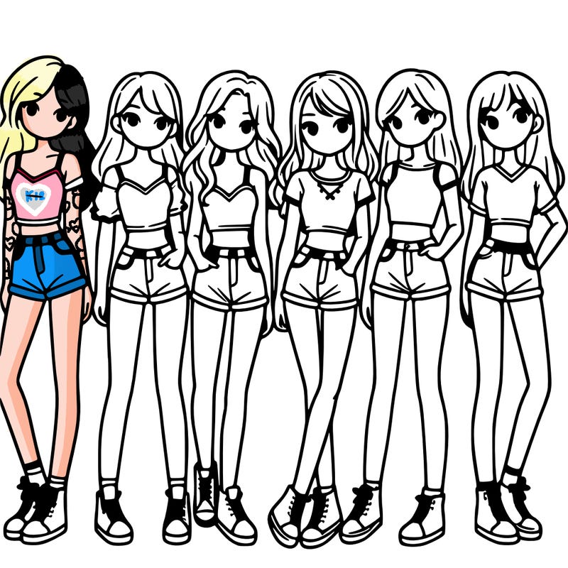 a group of girls wearing crop tops and shorts