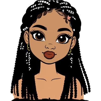 a realistic black girl with braids
