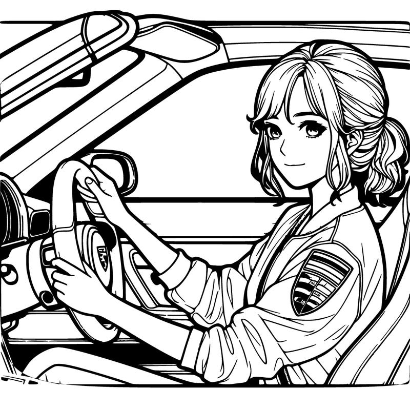 realistic girl driving a porsche
