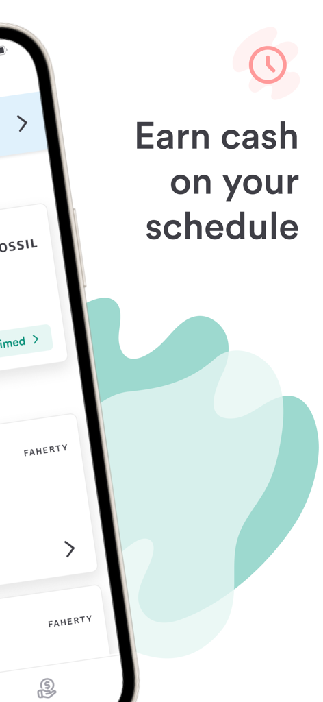 The Reflex app interface on a smartphone showing retail job shifts with the headline Earn cash on your schedule