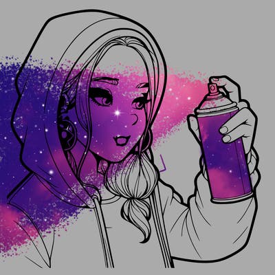 a realistic girl, spray painting