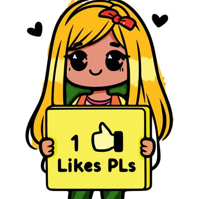 girl holding a sign saying 10 likes pls
