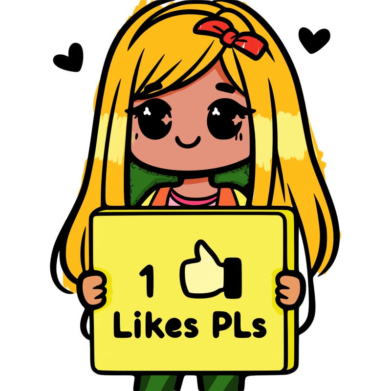 girl holding a sign saying 10 likes pls